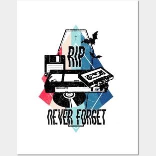 Never Forget - Rest in Peace CD, VHS, DISK and CASSETTE, Vintage, Retro oldies design, Posters and Art